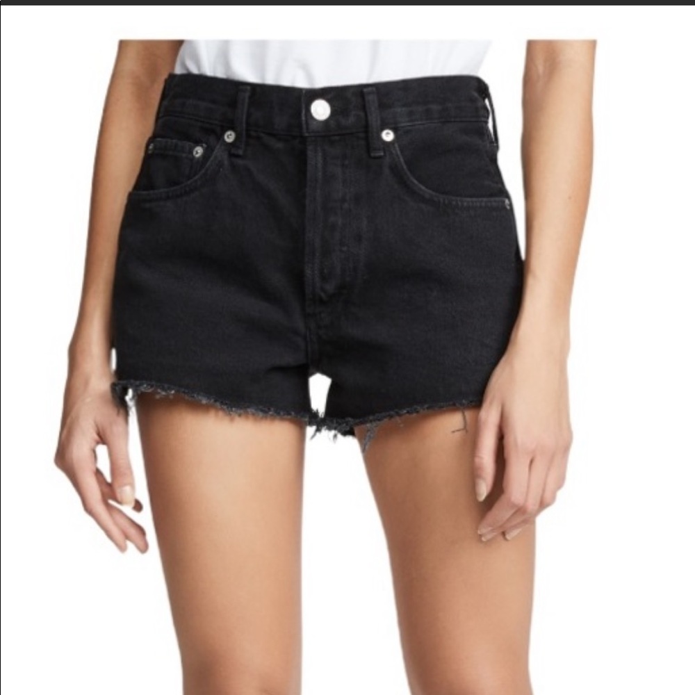 AGOLDE Parker Vintage Cut Off shorts in black denim